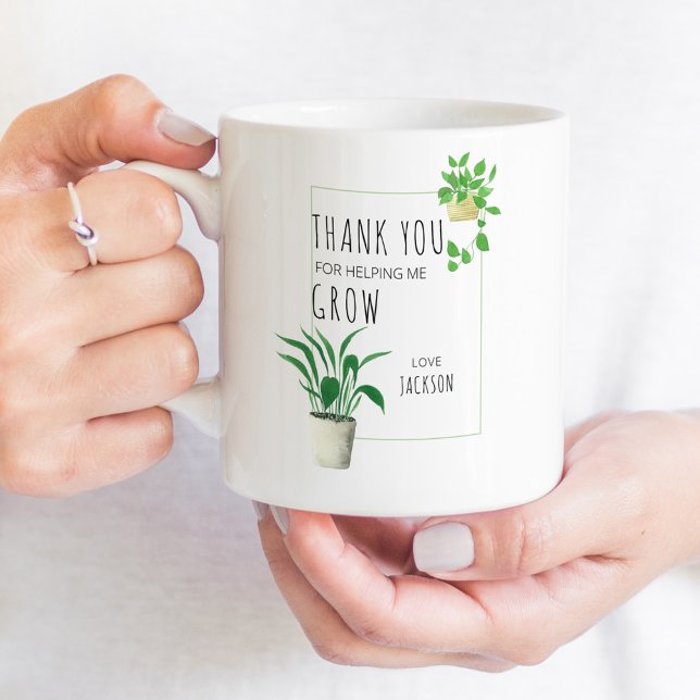 Danke, dass du mir geholfen hast, Pflanze im Haus  Kaffeetasse (Teacher gift mug with house plants .. thank you for helping me grow)