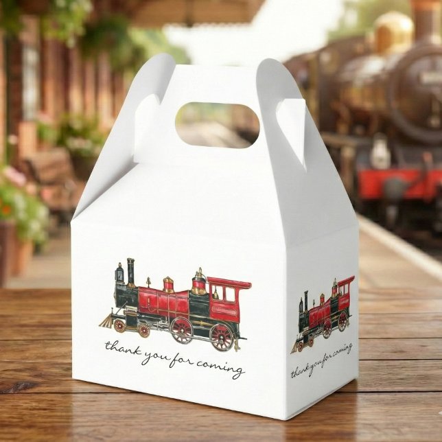 Danke, dass du mit dem roten Zug gekommen bist Geschenkschachtel (Thank You For Coming Red Train Favor Boxes)
