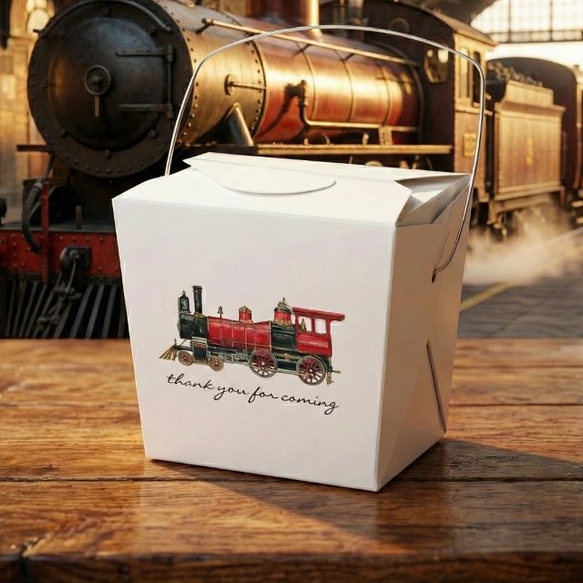 Danke, dass du mit dem roten Zug gekommen bist. Geschenkschachtel (Thank You For Coming Red Train Take Out Favor Box)