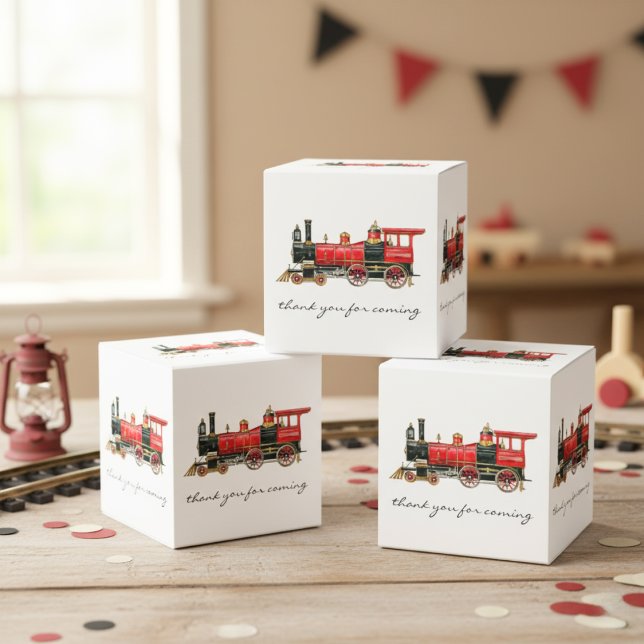 Danke, dass du mit dem roten Zug gekommen bist Geschenkschachtel (Thank You For Coming Red Train Favor Boxes)