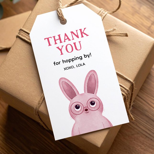 Danke, dass du mit rosa Hase vorbeigekommen bist Geschenkanhänger (Von Creator hochgeladen)