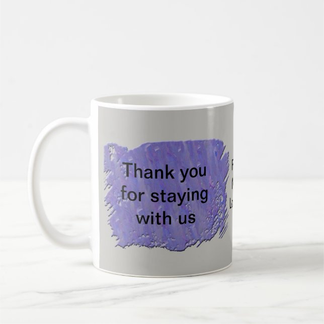 Danke, dass du mit uns Abstrakt Lila Grau Bleibe h Kaffeetasse (Links)