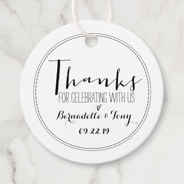 Danke, dass du mit uns gefeiert hast! Hochzeit Dan Geschenkanhänger (Vorderseite)