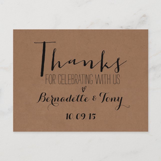 Danke, dass du mit uns gefeiert hast! Hochzeit Dan Postkarte (Vorderseite)