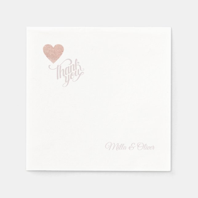 Danke, dass du Pinkish Liebe Heart Wedding Serviette (Vorderseite)