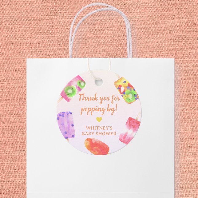 Danke, dass du Popsicle Baby Dusche gepackt hast Geschenkanhänger (Thank You For Popping Popsicle Baby Shower Favor Tags)