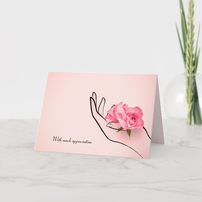 Danke, dass du Rosa in der Hand hast Karte (Vorderseite)