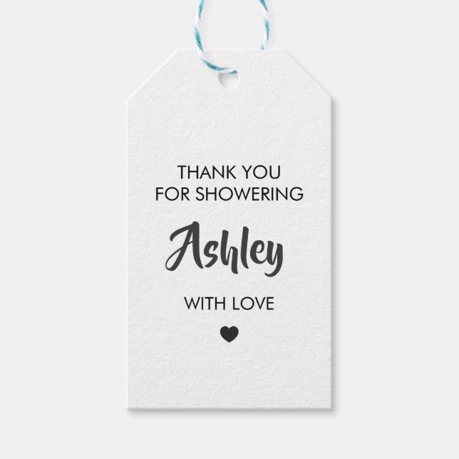 Danke, dass du sie mit Liebe geduscht hast, Bridal Geschenkanhänger (Vorderseite)