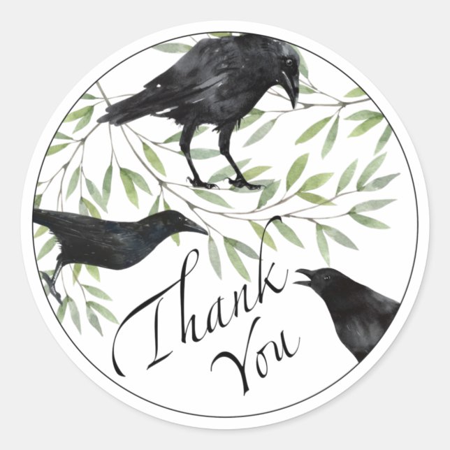 Danke, dass du Sticker für Crow Bird Blume Sticker (Vorderseite)