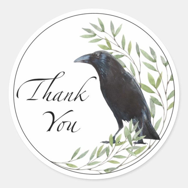 Danke, dass du Sticker für Crow Bird Blume Sticker (Vorderseite)