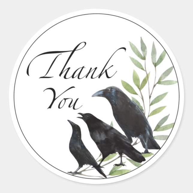 Danke, dass du Sticker für Crow Bird Blume Sticker (Vorderseite)