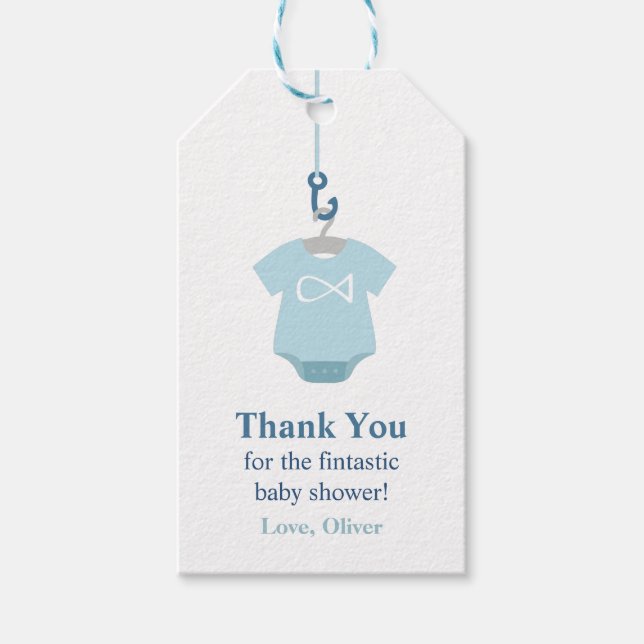 Danke, dass du Themed Baby Dusche geangelt hast Geschenkanhänger (Vorderseite)