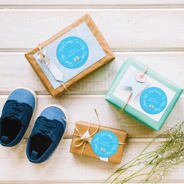 Danke, dass du zu meinem Party gekommen bist. Runder Aufkleber (Thank You For Coming To My Party Baby Shower Ocean Classic Round Sticker)