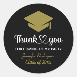 Danke, dass du zu meinem Party-Graduiertenkap geko Runder Aufkleber