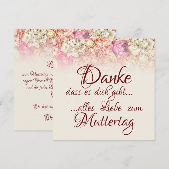 Danke, dass es dich gibt - Muttertag (Vorne/Hinten)