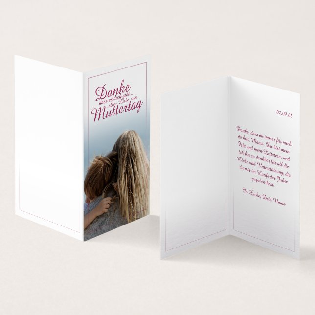 Danke, dass es dich gibt, Muttertag, Mutter & Kind (Innenseite und Außenseite)