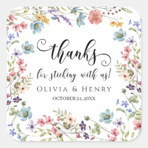 Danke, dass ihr bei uns geblieben seid Wildflower Quadratischer Aufkleber