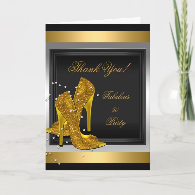 Danke, dass ihr die schwarzen Gold High Heels Kart Dankeskarte (Vorderseite)