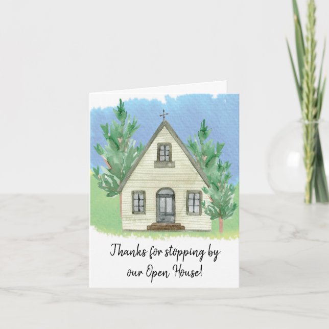Danke, dass Sie bei unserem offenen Haus bleiben Dankeskarte (Vorderseite)