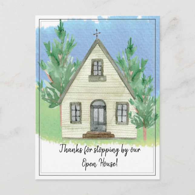 Danke, dass Sie bei unserem offenen Haus bleiben Postkarte (Vorderseite)