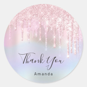 Danke, dass Sie Bridal Pink Glitzer Holograph Runder Aufkleber