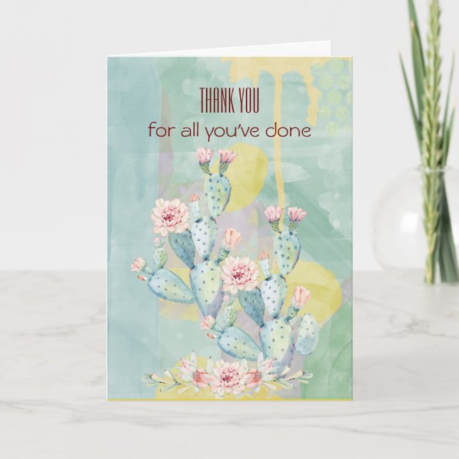 Danke, dass Sie Card Wasserfarbenkaktus Karte (Vorderseite)