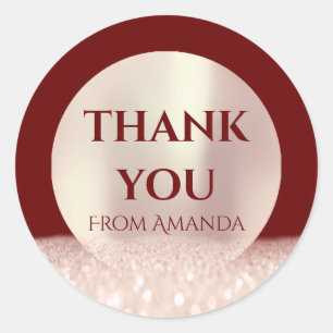Danke, dass Sie ClassyRose Blush Burgundy Glitzer Runder Aufkleber