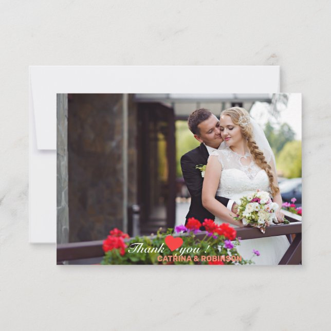 Danke, dass Sie das Hochzeitsherz heiraten Dankeskarte (Rückseite)