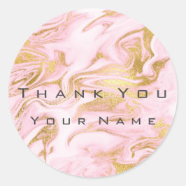 Danke, dass Sie den Namen Custom Marble Gold Pink Runder Aufkleber