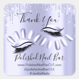 Danke, dass Sie Diamond Tropfens Nail Lila einkauf Quadratischer Aufkleber