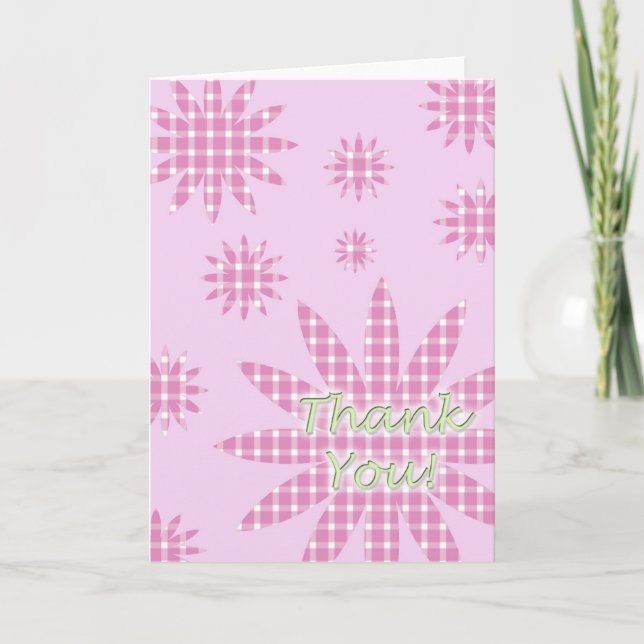 Danke, dass Sie die Karte rosa Karierte Blume (Vorderseite)