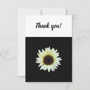 Danke, dass Sie die weiße Sonnenblume auf schwarz Dankeskarte