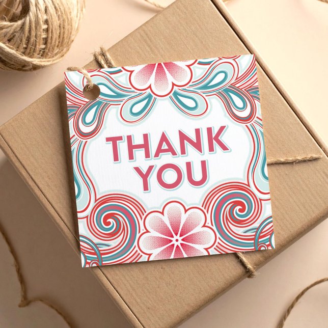 Danke, dass Sie ein Geschenktag mit Retro-Blume Geschenkanhänger (Von Creator hochgeladen)