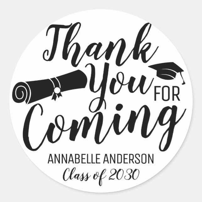 Danke, dass Sie für die Black Graduation Party ges Runder Aufkleber (Vorderseite)