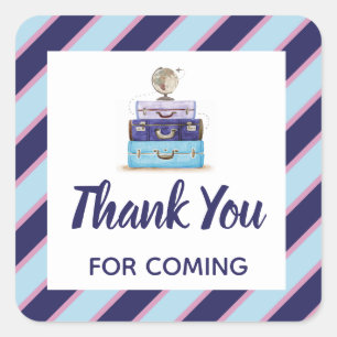 Danke, dass Sie kommen blaue Kofferraumdusche Quadratischer Aufkleber