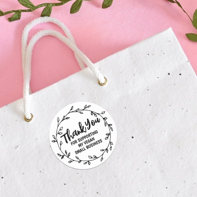 Danke, dass Sie mein Veganes kleines Unternehmen u Runder Aufkleber (Von Creator hochgeladen)