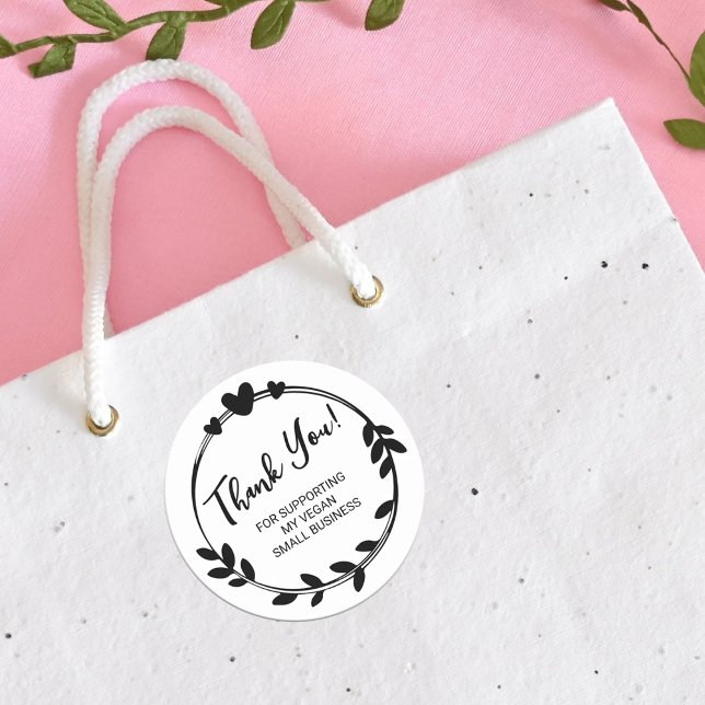 Danke, dass Sie mein Veganes kleines Unternehmen u Runder Aufkleber (Von Creator hochgeladen)