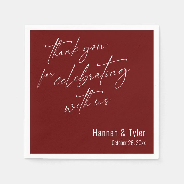 Danke, dass Sie mit uns Burgunder feiern Serviette (Vorderseite)