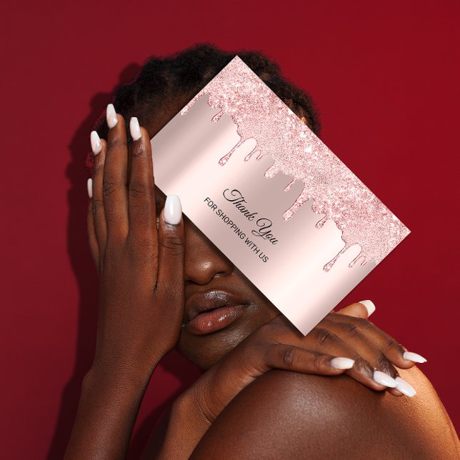 Danke, dass Sie mit unseren Rose-Tropfen einkaufen Visitenkarte (Thank You For Shopping With Us Rose Drips Business Card )