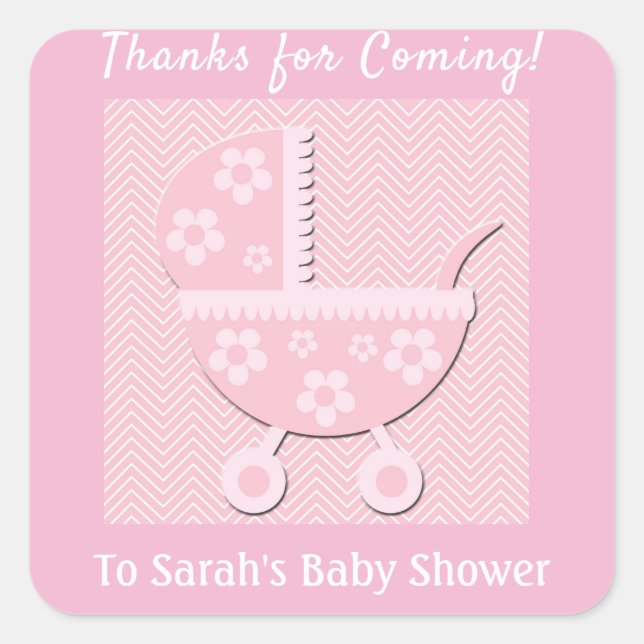 Danke, dass Sie Pink Baby Shower Sticker bekommen (Vorderseite)