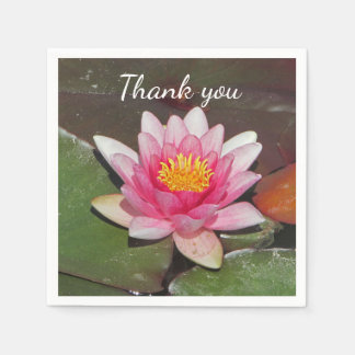 Danke, dass Sie Pink Water Lily Foto Wertschätzung Serviette