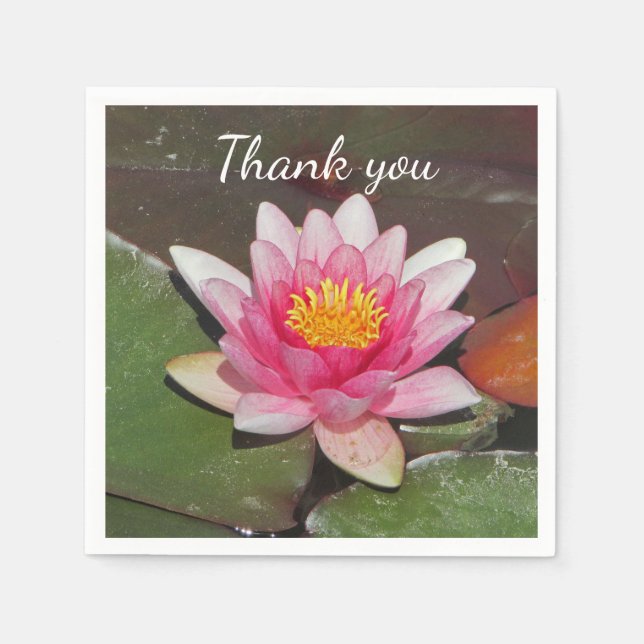 Danke, dass Sie Pink Water Lily Foto Wertschätzung Serviette (Vorderseite)