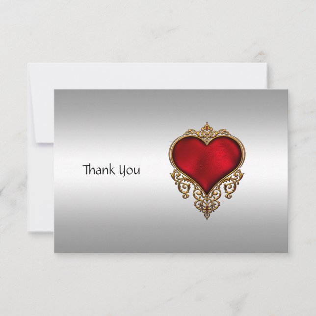 Danke, dass Sie Silver und Herz Card Dankeskarte (Vorderseite)