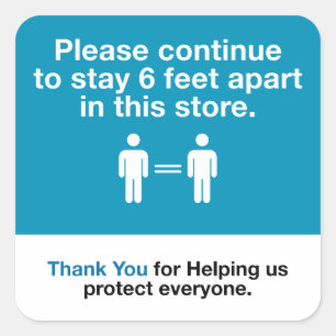 Danke, dass Sie soziale Distanzierung praktiziert  Quadratischer Aufkleber