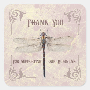 Danke, dass Sie unser Geschäft Dragonfly unterstüt Quadratischer Aufkleber