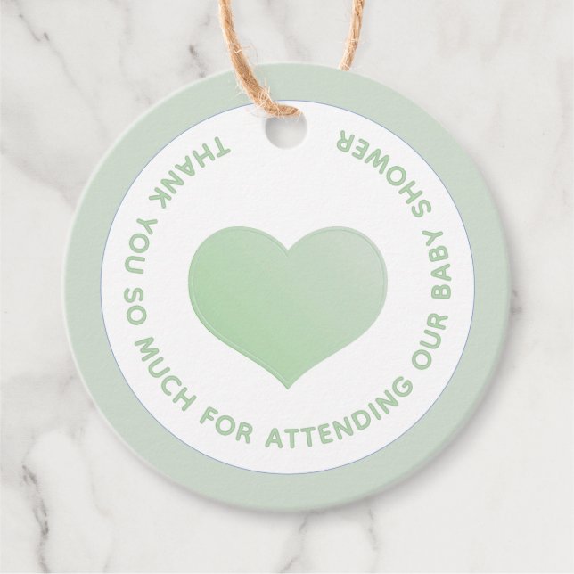 DANKE, DASS SIE UNSERE BABYSHOWER MIT HERZ BEANTRA GESCHENKANHÄNGER (Vorderseite)