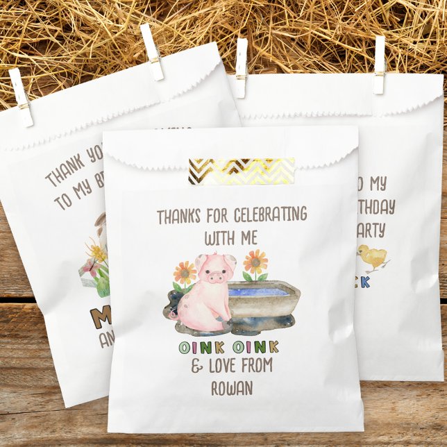Danke, dass Sie zum Geburtstag Niedlichen Schweine Geschenktütchen (Farm theme birthday party favor bags inspired by old macdonald nursery rhyme
)