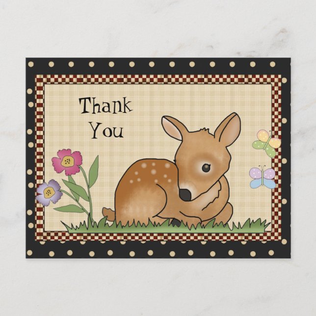 Danke, Deer Cartoon Postcard Postkarte (Vorderseite)