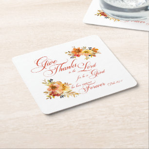 Danke dem Herrn Herbst-Aquarell-Blumen Rechteckiger Pappuntersetzer