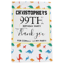 Danke Dinosaur 1. Geburtstag Farbenfroh Jurassic Mittlere Geschenktüte